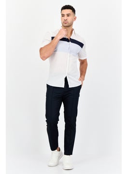 SELECTED Men Regular Fit Short Sleeve Stripe Casual Shirt, White  - Image 3