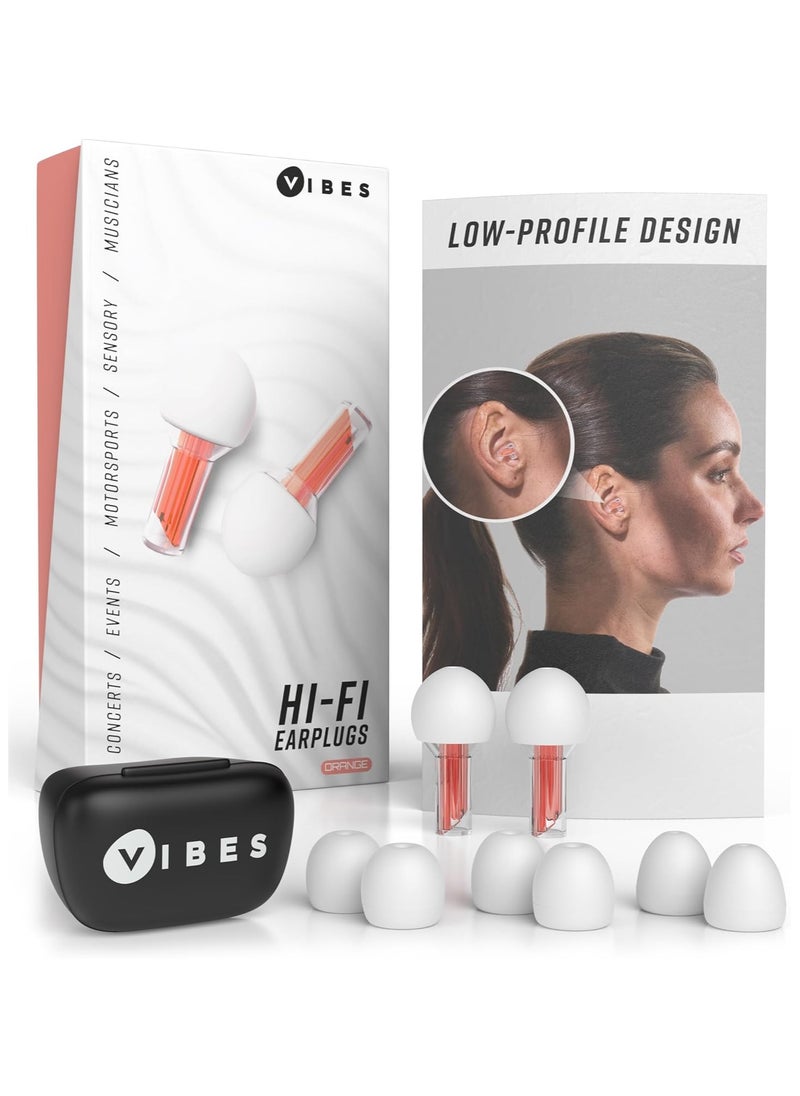 Vibes - Vibes High Fidelity Ear Plugs - Invisible Earplugs for Music Concerts, Musicians, Motorcycles, Airplanes, Raves, and Work - Noise Reduction and Hearing Protection - Fits All Ears - Orange - Image 1