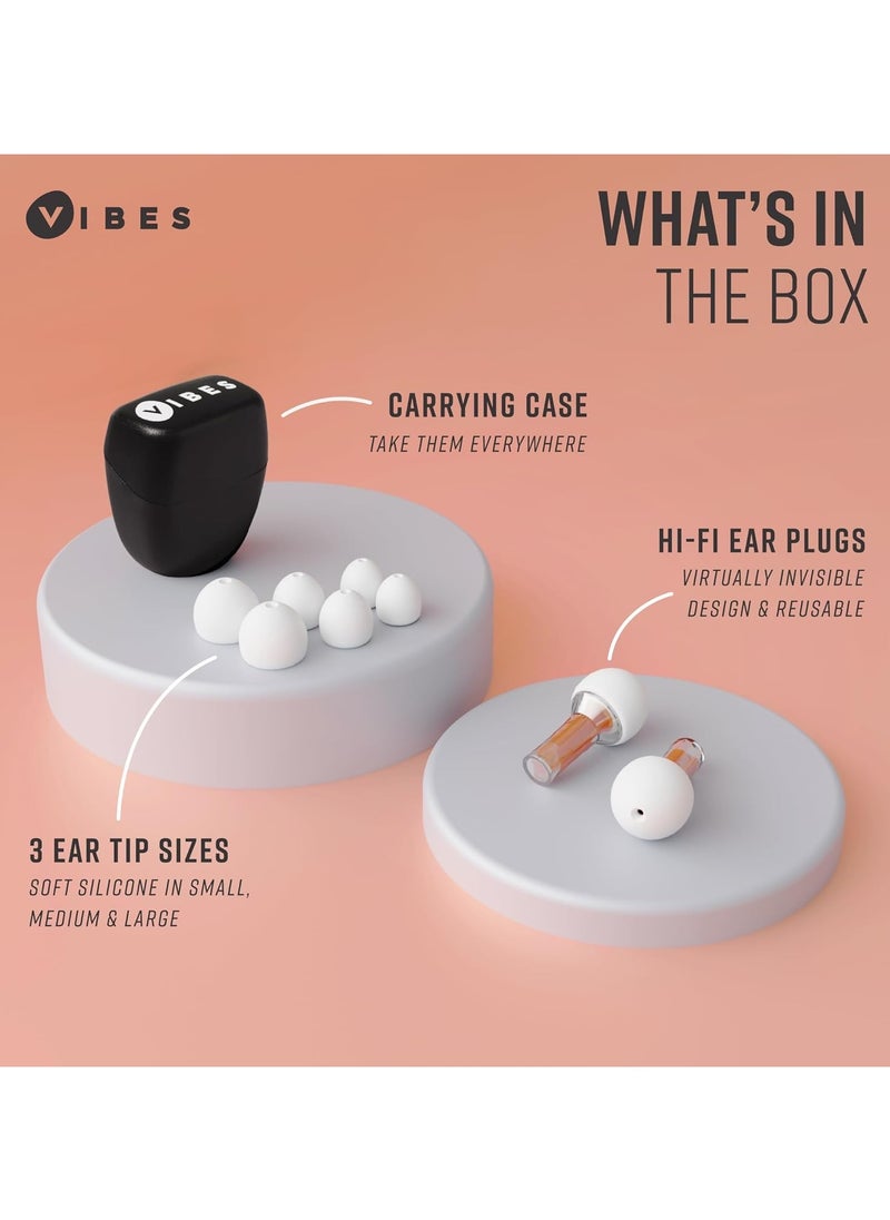 Vibes - Vibes High Fidelity Ear Plugs - Invisible Earplugs for Music Concerts, Musicians, Motorcycles, Airplanes, Raves, and Work - Noise Reduction and Hearing Protection - Fits All Ears - Orange - Image 1