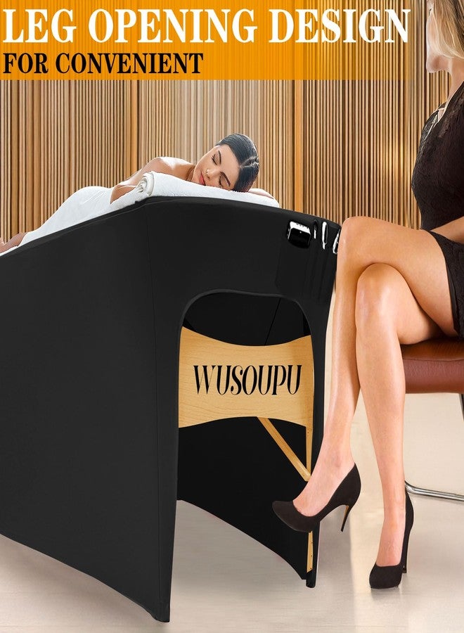 WUSOUPU Wipeable Lash Bed Cover Massage Table Cover Waterproof and Reusable Wax Bed Cover for Esthetician, High Elasticity Vegan Leather Tablecloths for 6 FT Rectangular Table (Black) - Image 4
