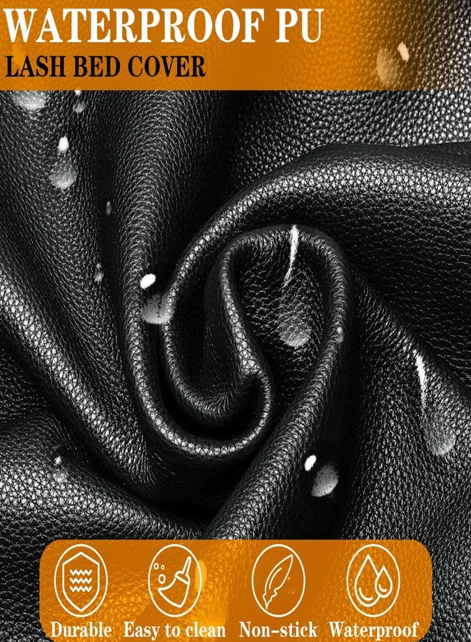 WUSOUPU Wipeable Lash Bed Cover Massage Table Cover Waterproof and Reusable Wax Bed Cover for Esthetician, High Elasticity Vegan Leather Tablecloths for 6 FT Rectangular Table (Black) - Image 2