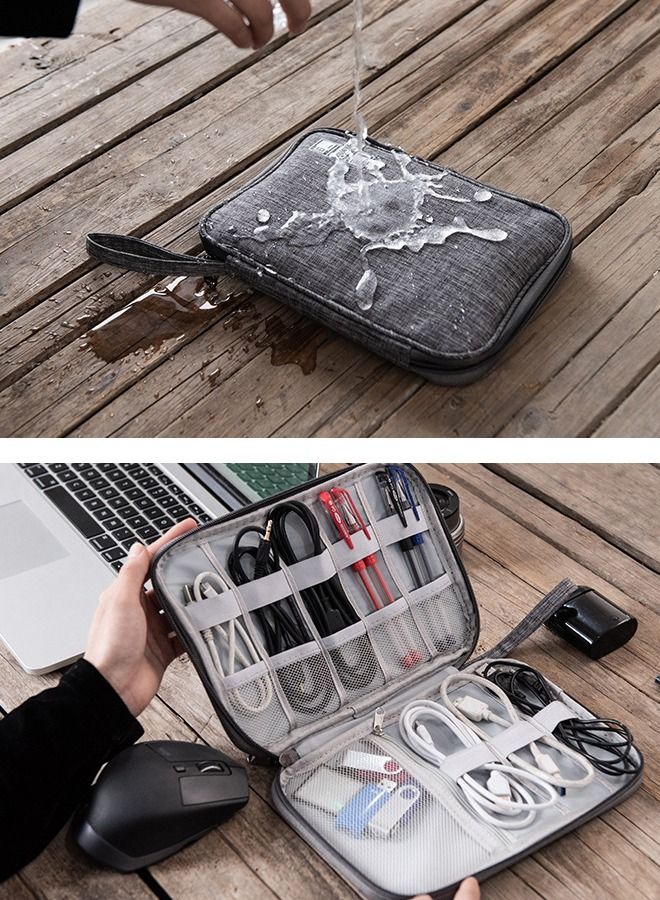 DUNISO Portable Digital Accessories Waterproof Storage Bag Electronic Organizer Pouch Bag for Data Cable Headphone U Disk - Image 3