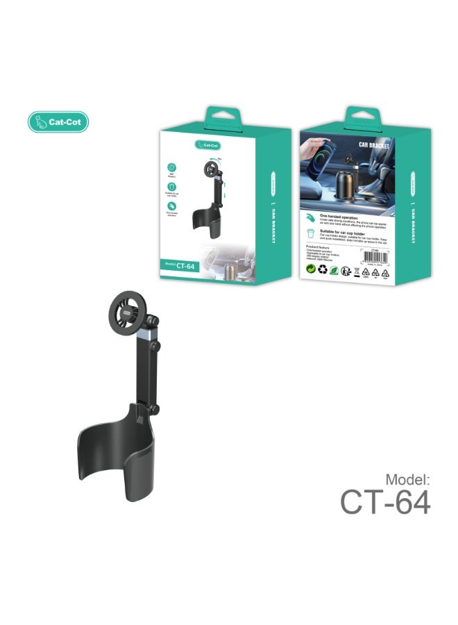Cat - Cot Cat-Cot Magnetic Cup Holder Car Mount (CT-64) - Universal Adjustable Gooseneck Phone Stand with 360° Rotation & Strong Magnet Force, One-Handed Operation Bracket for iPhone, Samsung & All Smartphones - Matte Black - Image 3