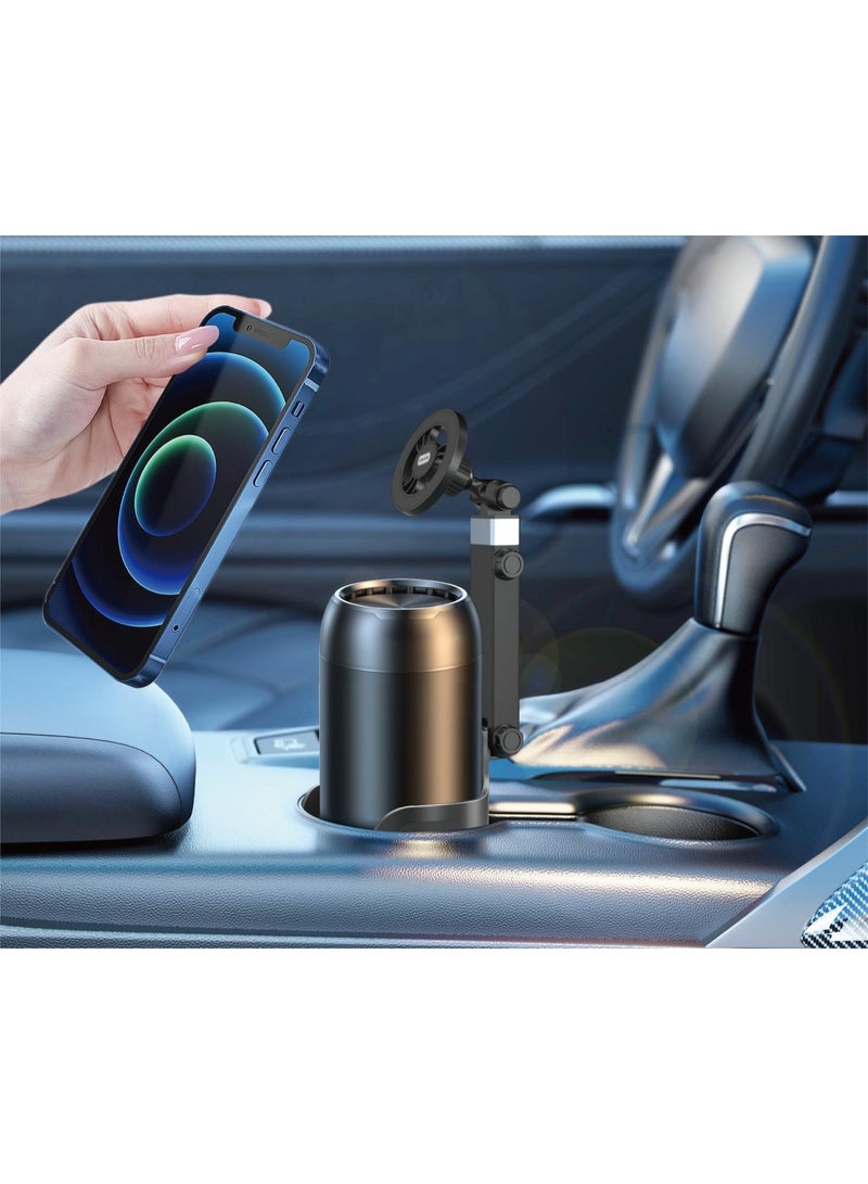 Cat - Cot Cat-Cot Magnetic Cup Holder Car Mount (CT-64) - Universal Adjustable Gooseneck Phone Stand with 360° Rotation & Strong Magnet Force, One-Handed Operation Bracket for iPhone, Samsung & All Smartphones - Matte Black - Image 2