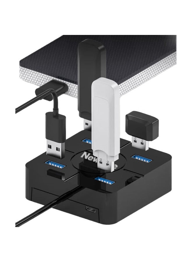 Newmine Hub3100 Usb3.0 Splitter Expansion Dock High Speed 4-Port Hub Hub Adapter For Laptop Four-In-One Multi-Interface Converter Adapter Extension Cable Black - Image 2