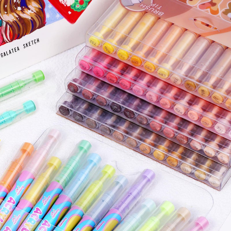 GuangNa kander Guangna Acrylic Paint Markers 12 Colors, Skin Tone Series Set with Soft Brush Tip Water Based, Fine Tip Markers for Wood, Canvas, Rock Painting, Glass, Diy Crafts, Fabric Paint - Image 5