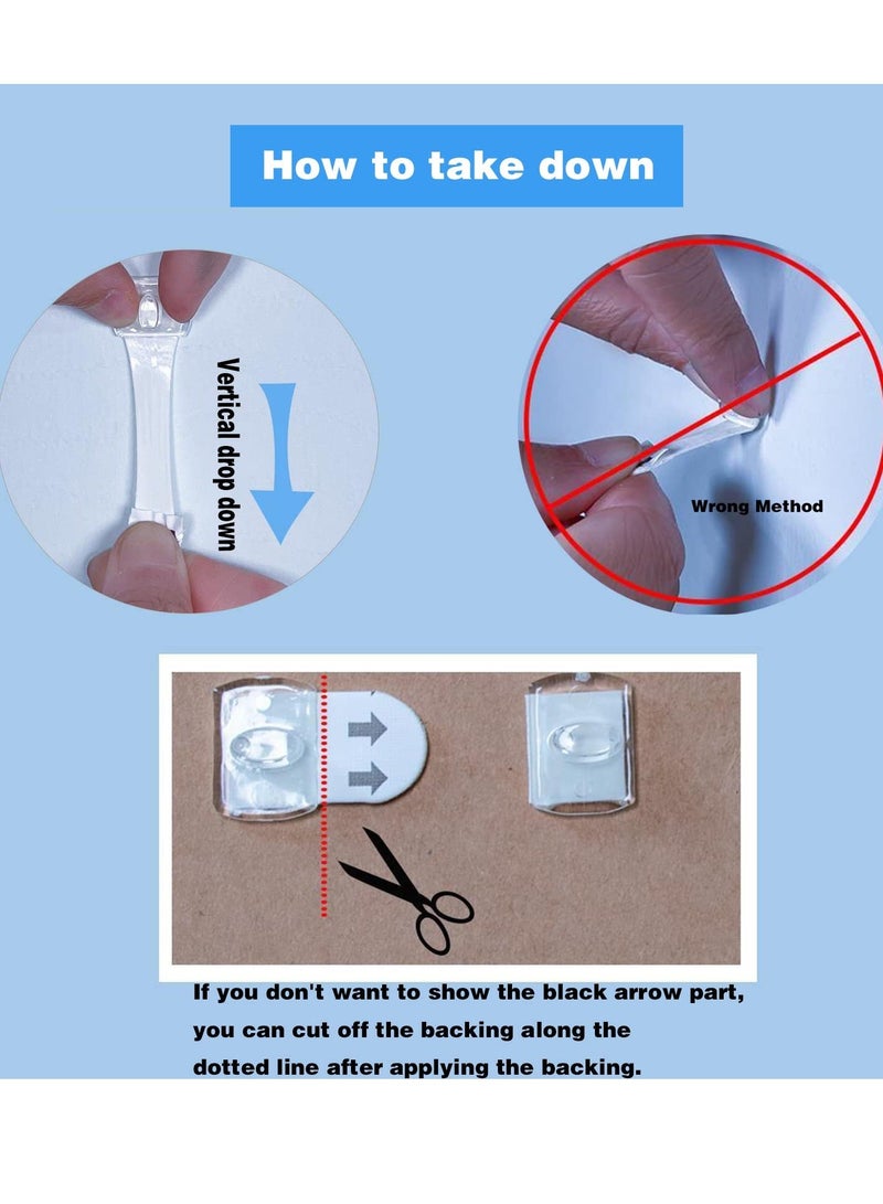 Transparent Fairy Light Hooks, 40 Pcs Mini Clear Sticky Hooks  48 Removable Small Self Adhesive Strips - Image 3