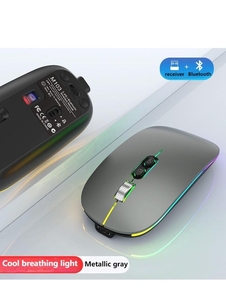 Bluetooth Dual-Mode Wireless Mouse – Silent Rechargeable Mouse with LED Lighting | Ultra-Long Standby | Quiet Operation | Colorful Breathing Light  - Image 2