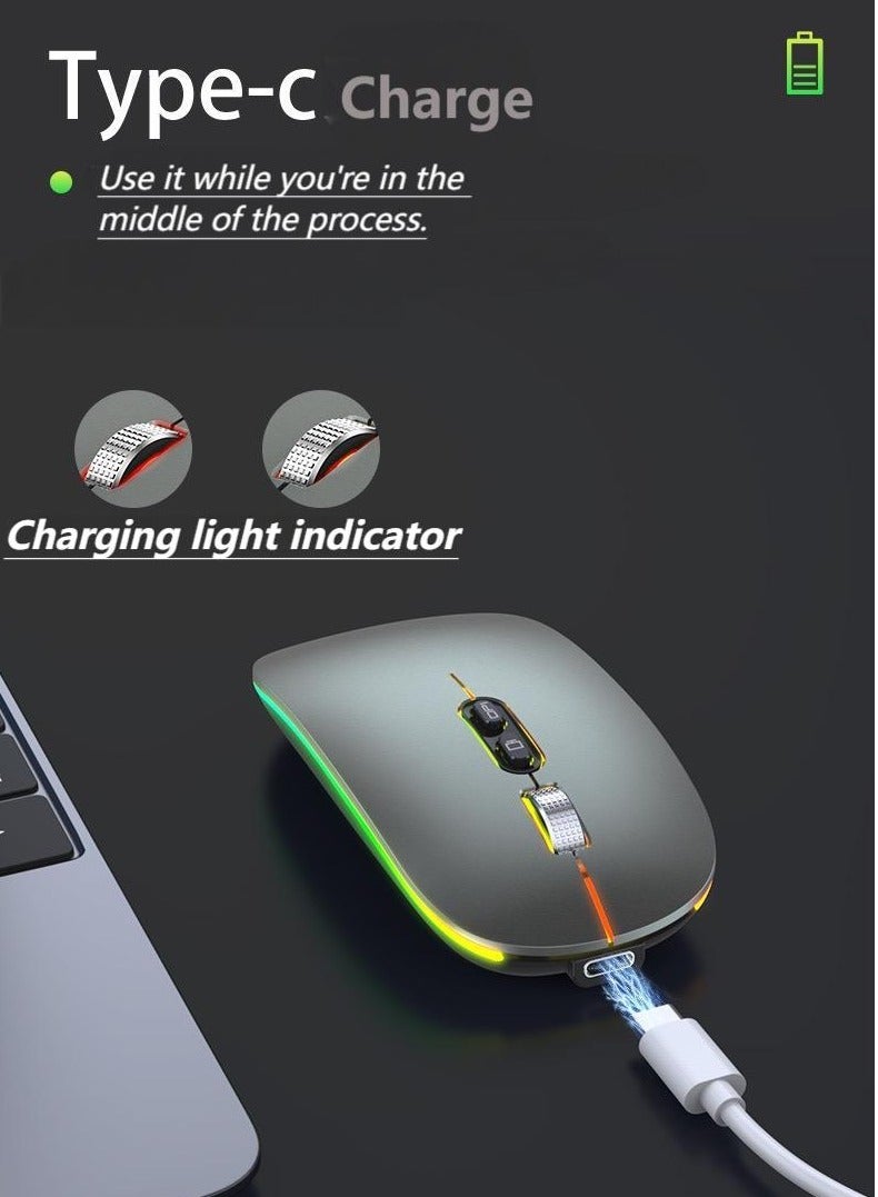 Bluetooth Dual-Mode Wireless Mouse – Silent Rechargeable Mouse with LED Lighting | Ultra-Long Standby | Quiet Operation | Colorful Breathing Light  - Image 3
