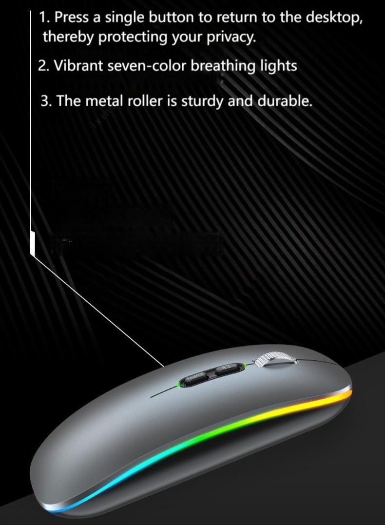 Bluetooth Dual-Mode Wireless Mouse – Silent Rechargeable Mouse with LED Lighting | Ultra-Long Standby | Quiet Operation | Colorful Breathing Light  - Image 5