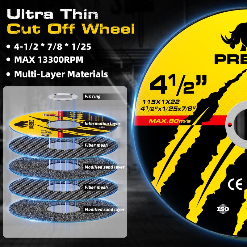 PRETEC Grinding & Cutting Wheels 4 1/2 inch Set,Angle Grinder Wheel Set,Cut Off Wheels 8 PCS,Grinding Wheel,4.5â€ Flap Discs for Angle Grinder for Cutting Grinding 8+1+1 PC - Image 3