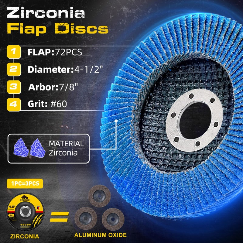 PRETEC Grinding & Cutting Wheels 4 1/2 inch Set,Angle Grinder Wheel Set,Cut Off Wheels 8 PCS,Grinding Wheel,4.5â€ Flap Discs for Angle Grinder for Cutting Grinding 8+1+1 PC - Image 4