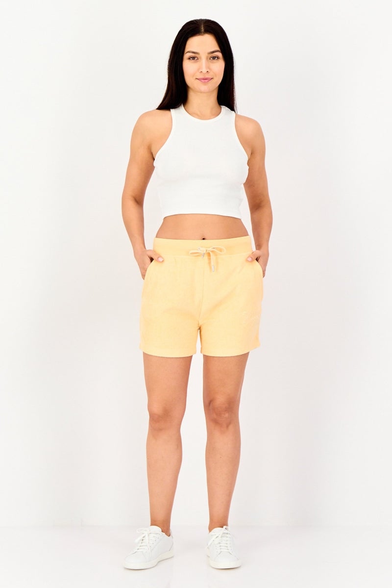 Juicy Couture Women Embroidered Logo Drawstring Shorts, Orange - Image 4
