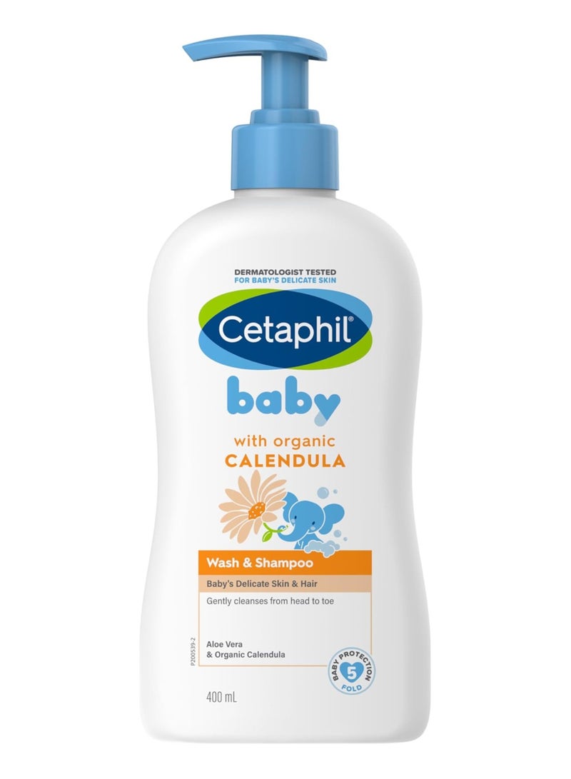 Cetaphil Baby Wash & Shampoo with Organic Calendula – Gentle Cleanser, 400ml - Image 1