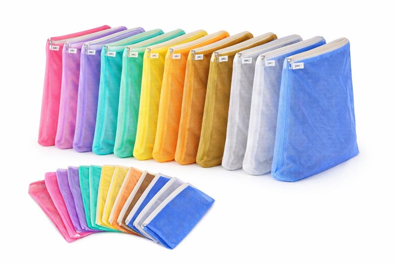 SIO Mesh Vegetable Storage Bags for Refrigerator Pack of 24 with Zipper Reusable Produce Bags for Fridge Kitchen Vegetable and Fruit Organization - Image 1