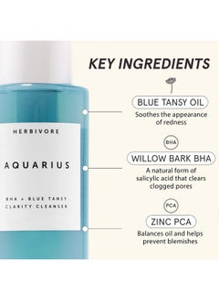 HERBIVORE Aquarius Bha + Blue Tansy Clarity Cleanser Deep Cleansing Gentle Exfoliation For Oilycombination Skin Plantbased Vegan Crueltyfree 3.3 Oz  - Image 3