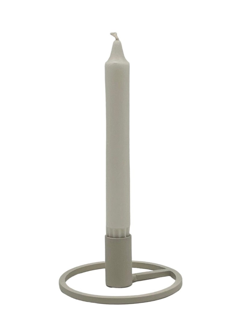 Metal Candle Holder With Closed Ring Base - White -  Set of 2  - Image 2