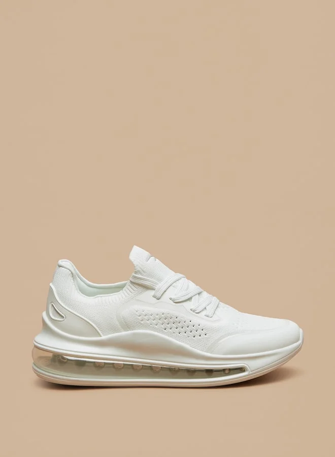داش Monotone Walking Shoes with Lace-Up Closure