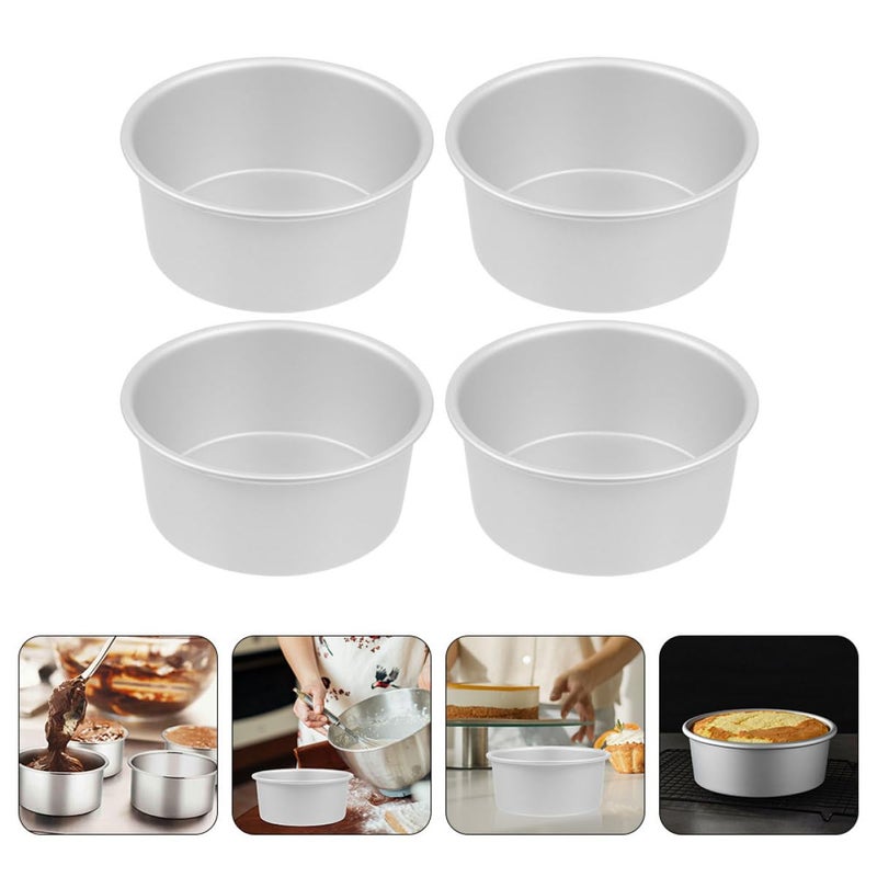 4 Inch Round Cake Pan Set With Removable Bottom 4pcs Non Stick Baking Molds - Image 4