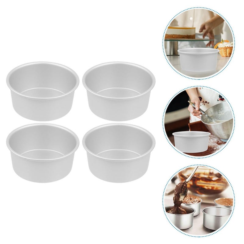 4 Inch Round Cake Pan Set With Removable Bottom 4pcs Non Stick Baking Molds - Image 5