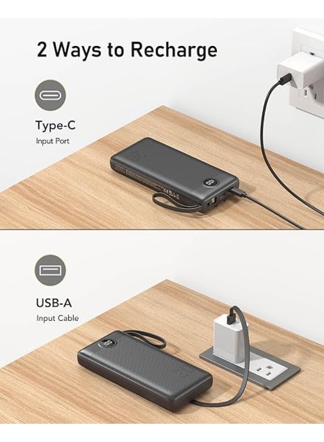 فيجير شاحن محمول مع كابلات مدمجة، بنك طاقة رفيع - Image 2