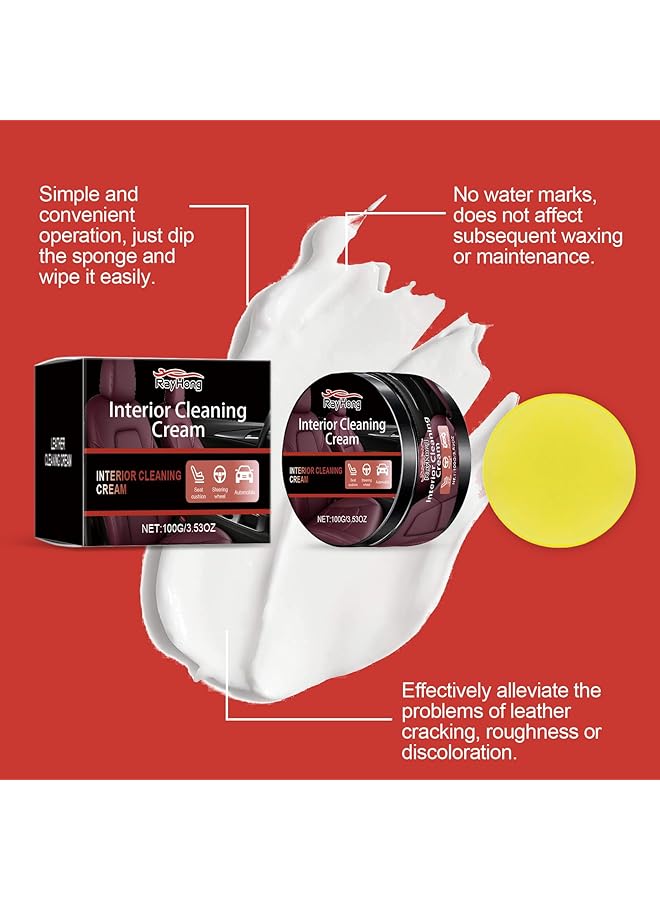 KASTWAVE Leather Cleaning Paste With Sponge, Multifunctional Leather Care Cream For Car Interiors, Furniture, Shoes – Gentle Restoration & Stain Removal (1Pcs) - Image 3