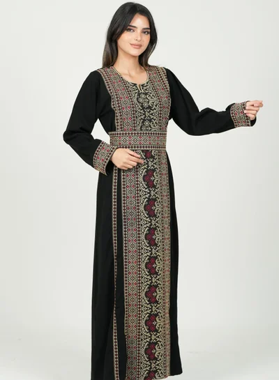 البنت الشرقية جلابية نسائية مطرزة فستان مع حزام على الخسر