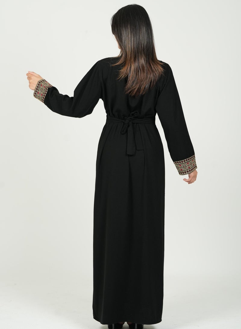 البنت الشرقية جلابية نسائية مطرزة فستان مع حزام على الخسر - Image 3