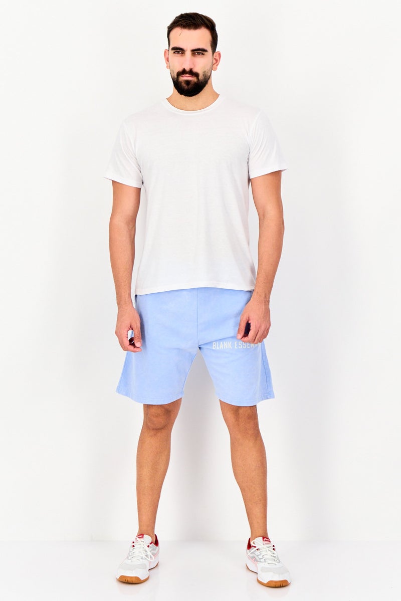 Blank Essentials Men Brand Logo Basic Shorts, Blue - Image 3