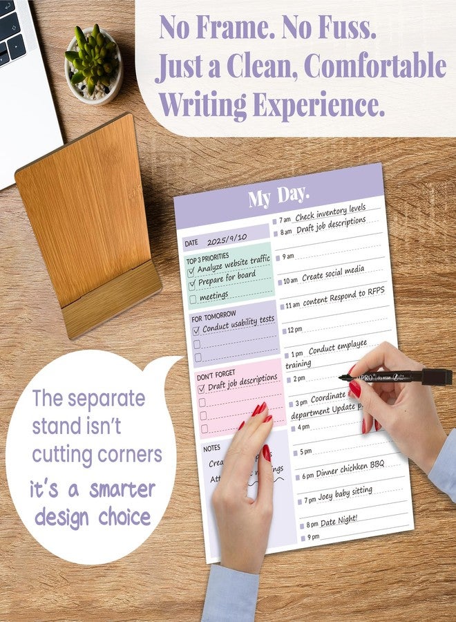 JJPRO Reusable Desktop Daily Planner with Stand,Hourly Dry Erase Board,11"x8.5"Schedule Board,Dry Erase Time Schedule with Time Slots, Desk Hourly Dry Erase Board w/Engineered Wood Stand-Purple - Image 5