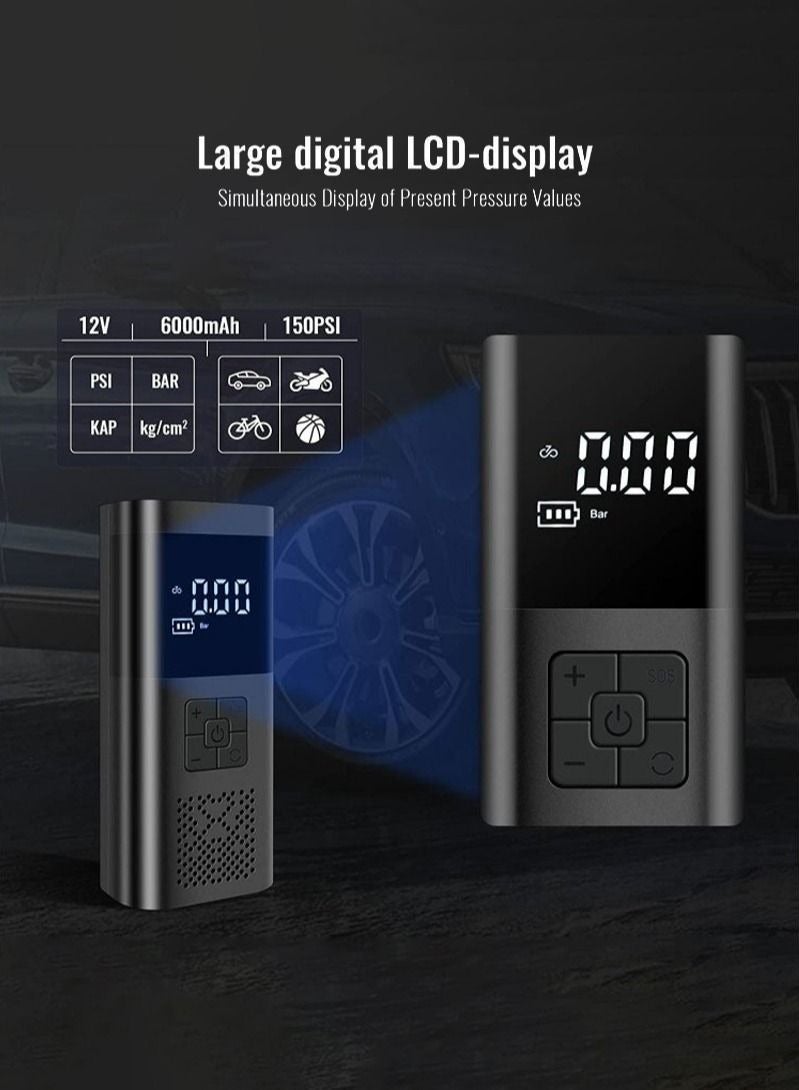 EzzySo Air Compressor Tire Inflator Pump Car Portable 150 PSI Fast Inflation with LCD Dual Screen [Cordless & Strong Power] Electric Tire Pump for Car Tire For Car Bicycle Motorcycles Ball - Image 3