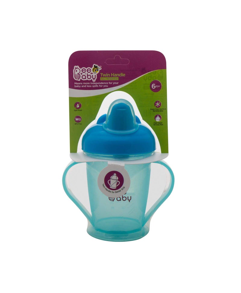 BeeBaby Twin Handle Hard Spout Sippy Cup. Leak-Proof, BPA FREE, Easy Grip. 180 ML / 6 Oz. (Light Blue) - Image 4