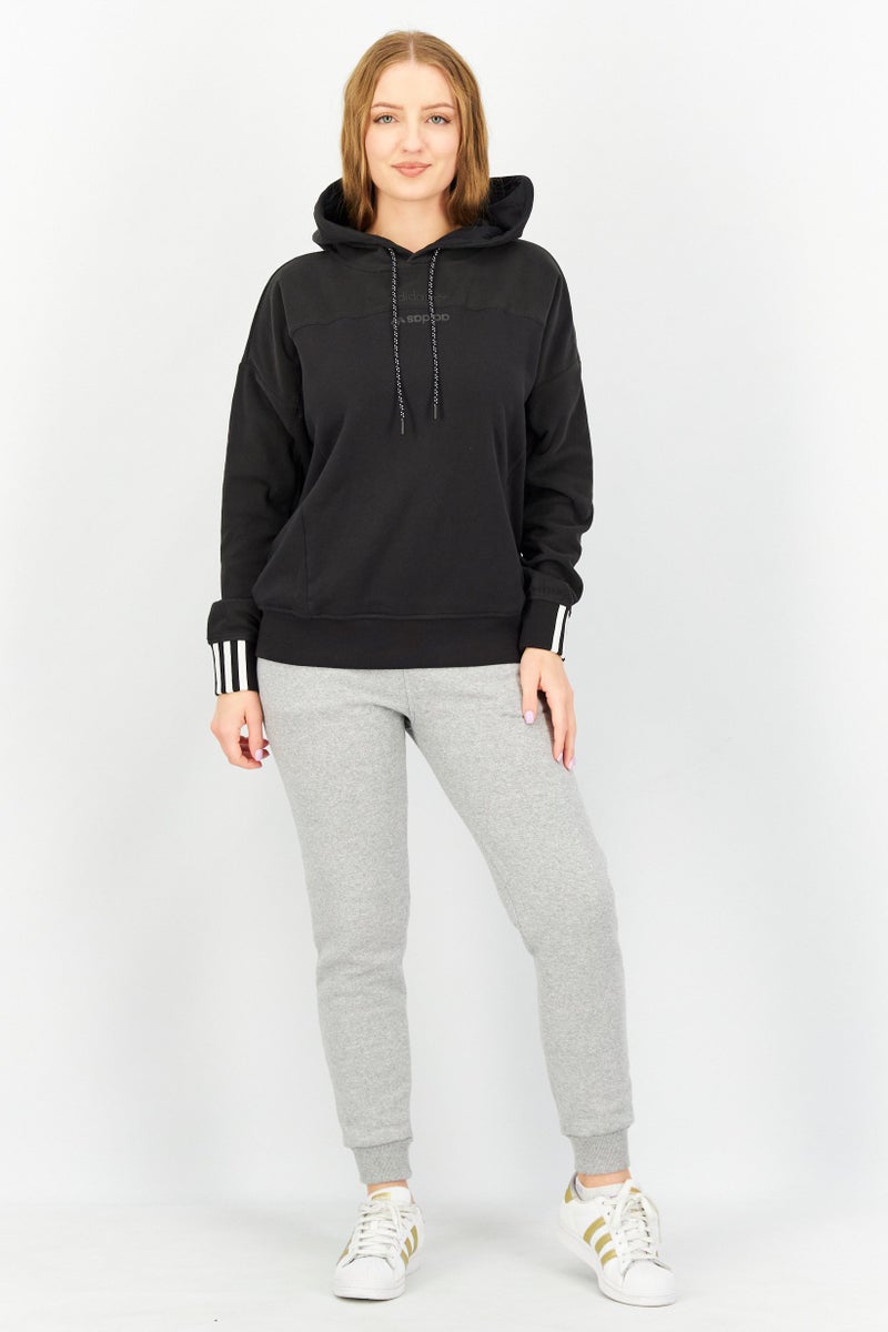 adidas Originals Women Sportswear Fit Long Sleeves Training Hoodie, Black  - Image 4