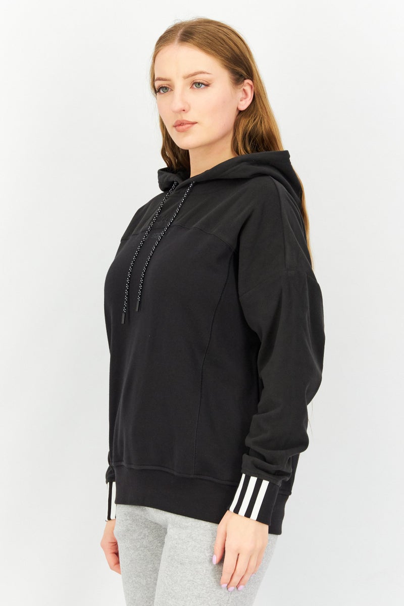 adidas Originals Women Sportswear Fit Long Sleeves Training Hoodie, Black  - Image 2