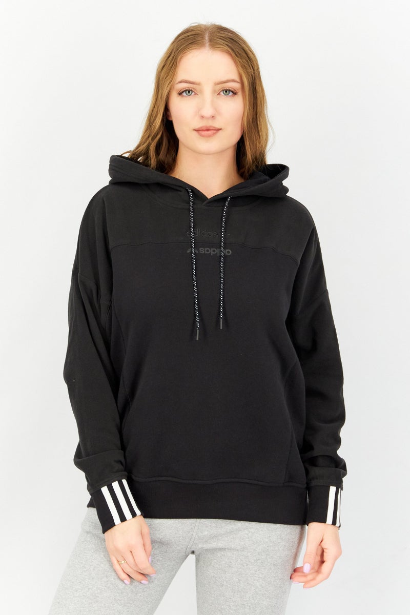 adidas Originals Women Sportswear Fit Long Sleeves Training Hoodie, Black  - Image 1