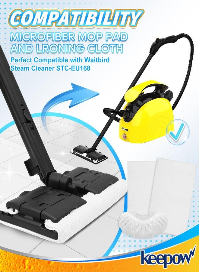 KEEPOW 4+4Pack Reusable Microfiber Mop Pads Compatible with Waitbird Steam Cleaner STC-EU168, Reusable Microfiber Cleaning Replacement Pads 4 Pack and 4 Pack Ironing Cloths (Mop is Not Included) - Image 2