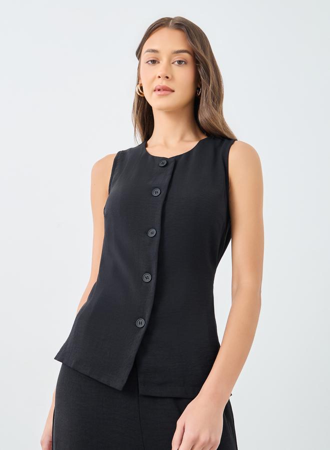 Styli Women Black Buttoned Top and Pants Co-Ords - Image 2
