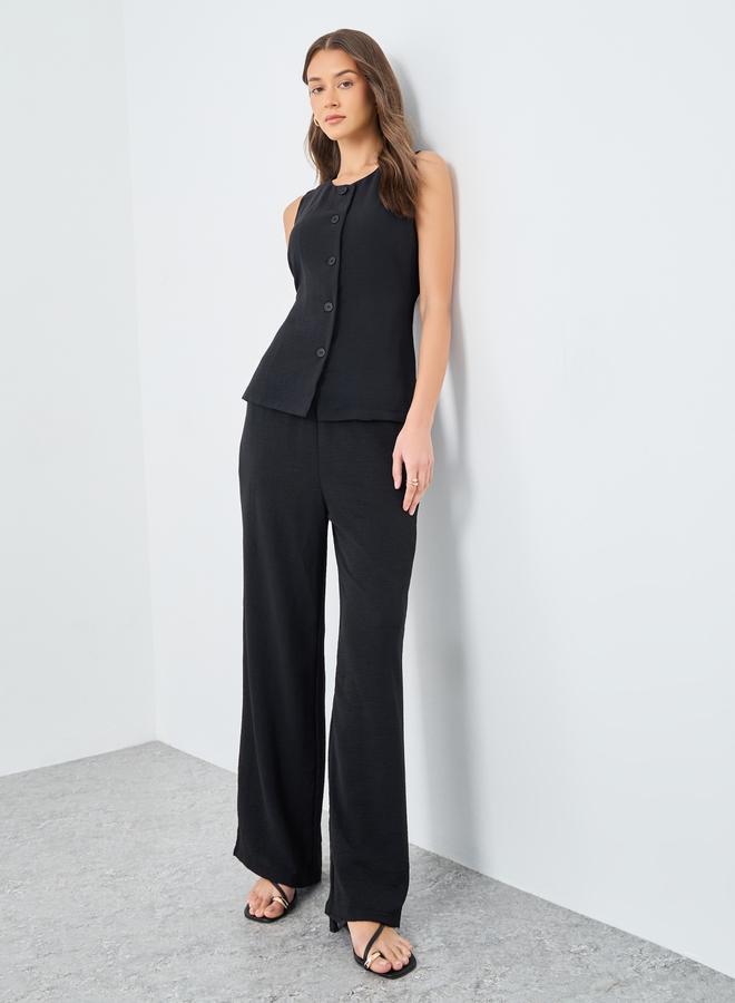 Styli Women Black Buttoned Top and Pants Co-Ords - Image 1