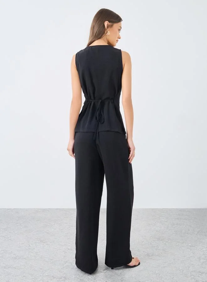ستايلي Styli Women Black Buttoned Top and Pants Co-Ords