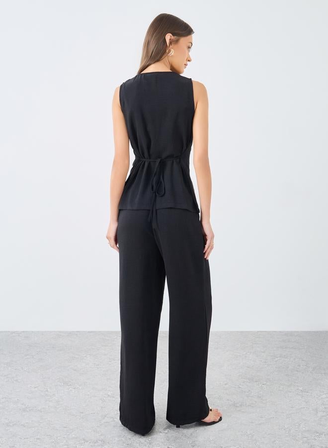Styli Women Black Buttoned Top and Pants Co-Ords - Image 5