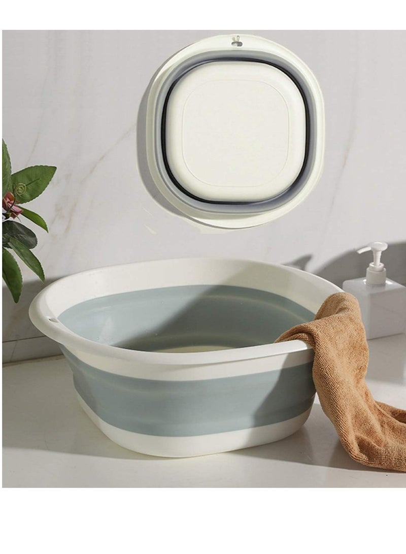 بلان A حوض غسيل قابل للطي، متعدد الاستخدامات لغسل الأطباق والخضروات والفواكه، مناسب لغسل الملابس أو القدمين، مثالي للاستخدام المنزلي والتخييم، سعة 5.5 لتر (رمادي) - Image 2