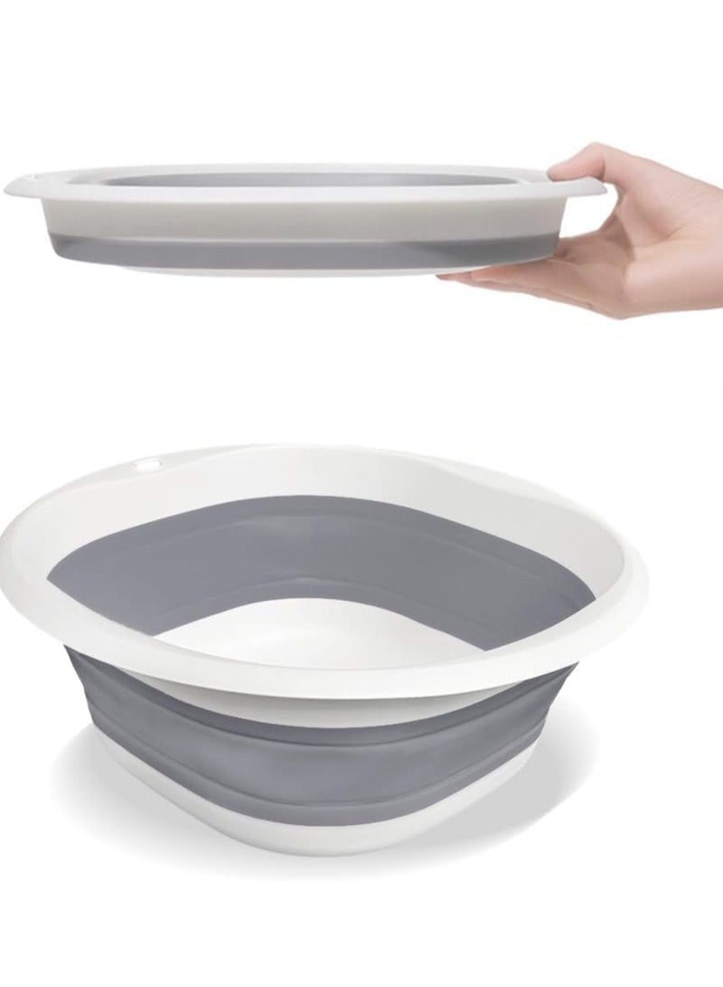 بلان A حوض غسيل قابل للطي، متعدد الاستخدامات لغسل الأطباق والخضروات والفواكه، مناسب لغسل الملابس أو القدمين، مثالي للاستخدام المنزلي والتخييم، سعة 5.5 لتر (رمادي) - Image 1