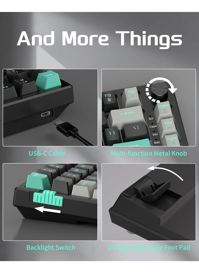 MageGee - MageGee SKY81 75% Mechanical Gaming Keyboard, Gasket Hot Swappable Wired Custom Creamy Keyboard with 5-Layer Sound Dampening, Knob Control, RGB Backlit, NKRO for Win/Mac (Dark Elf, Blue Whale Switch) - Image 1