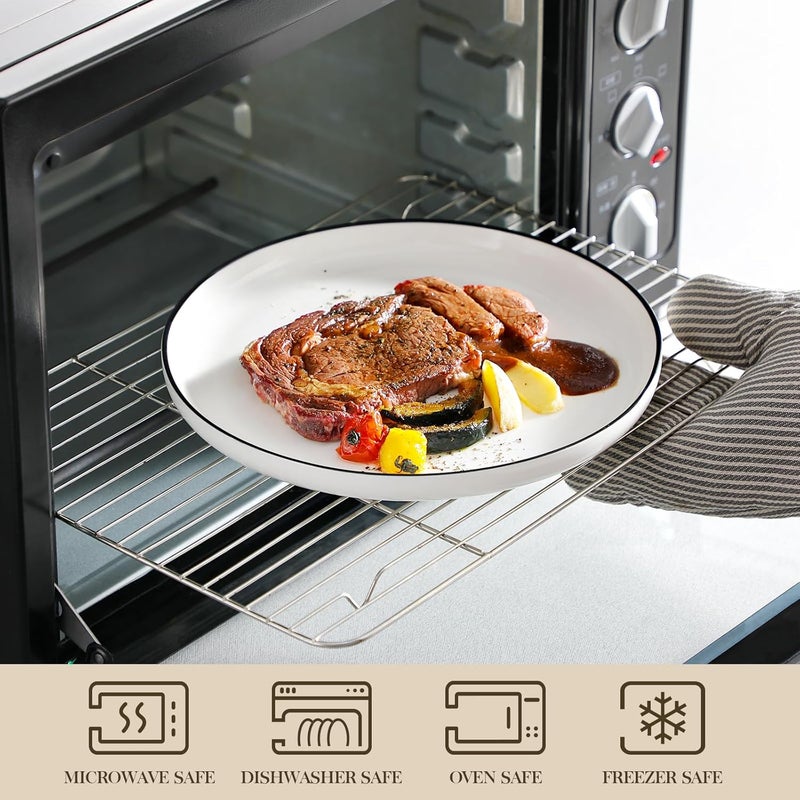 MALACASA Plates and Bowls Sets 18 Pieces Modern Porcelain Dinnerware Set for 6 White Kitchen Dinner Ware Set wtih Black Rim Ceramic Dishware Dishes Microwave and Dishwasher Safe Series LUNA - Image 4