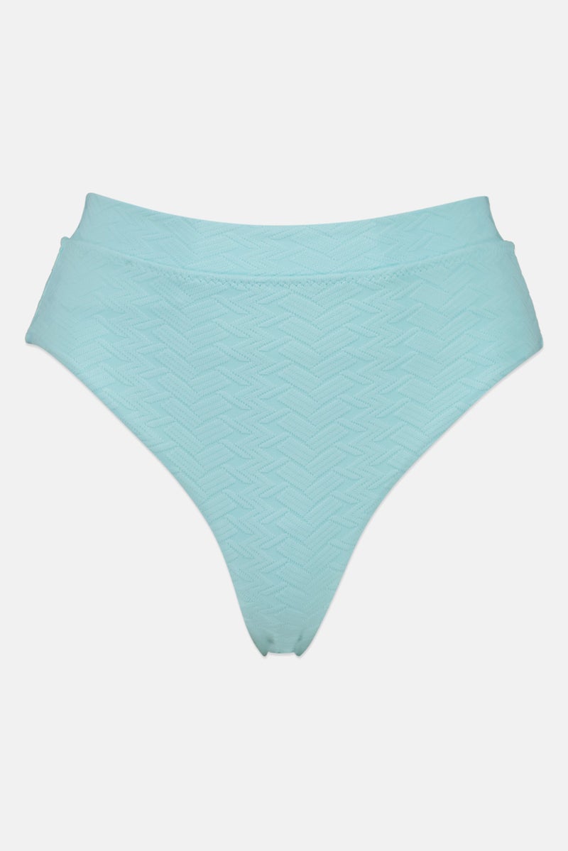 Aerie Women Textured Pull On Bikini Bottom, Light Blue - Image 1