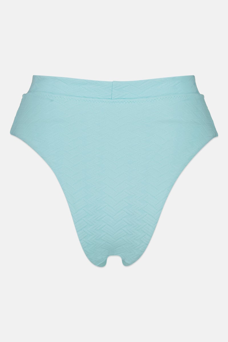 Aerie Women Textured Pull On Bikini Bottom, Light Blue - Image 2