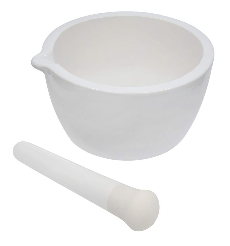 EISCO Porcelain Mortar & Pestle Set, 64oz (1900ml) - Heavy Duty - Unglazed Grinding Surface - Excellent for Kitchen or Laboratory - Grinds Powdered Chemicals, Herbs, Spices, Pills - White - Image 2