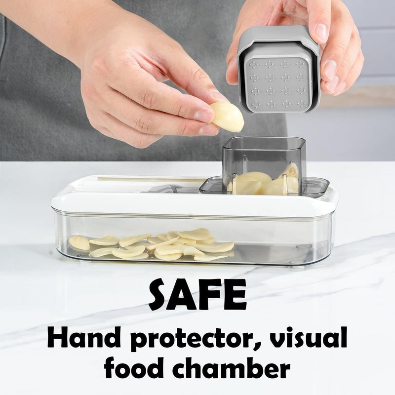Badelite Mini Garlic Slicer Multi-Functional Mandoline Slicer Veggie Shredder Garlic Ginger Grinder Vegetable Mandoline Cutter with Container - Image 3