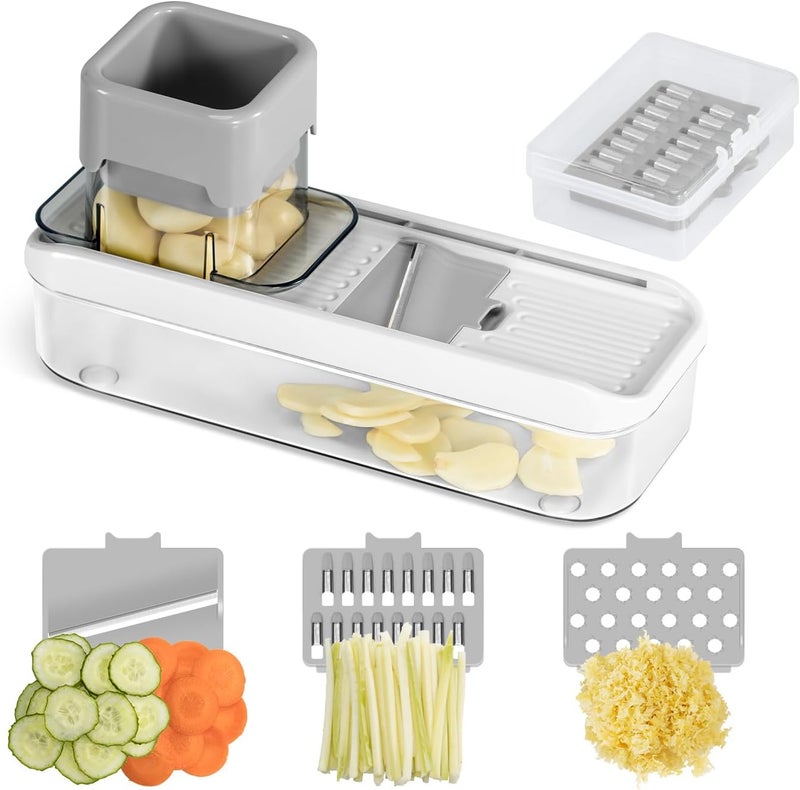 Badelite Mini Garlic Slicer Multi-Functional Mandoline Slicer Veggie Shredder Garlic Ginger Grinder Vegetable Mandoline Cutter with Container - Image 1