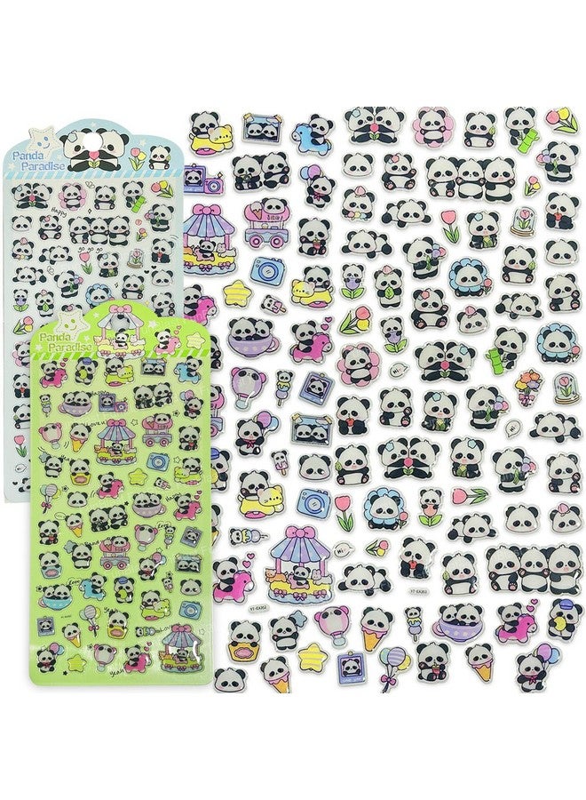 FunBlast Panda Theme Kawaii Stickers Set - 2 Sheets, 100+ Stickers for Kids, 3D Stickers for Girls, Aesthetic Sticker, Cute Stickers, Craft Stickers, Self-Adhesive Stickers (Green-Blue) - Image 1